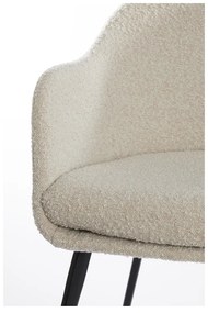 Krémovobiele čalúnené jedálenské kreslo s podrúčkami Leone – Light &amp; Living