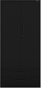 Modulárna kovová multifunkčná skriňa s dvoma zásuvkami čierna MEGAN 1950 x 900 x 400 mm