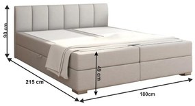 Tempo Kondela Boxspringová posteľ 180x200, svetlosivá, RIANA KOMFORT
