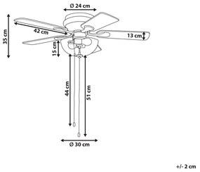 Stropný ventilátor so svetlom strieborný/svetlé drevo SIRAMA Beliani