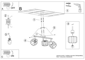 Bodové svietidlo Beluci, 3x biele drôtené tienidlo, (možnosť polohovania)