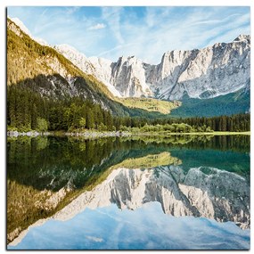 Obraz na plátne - Alpské štíty odrážajúce sa v pokojnom jazere - štvorec 3157A (80x80 cm)