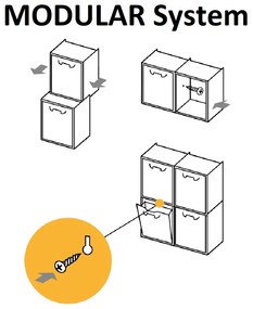 ARTPLAST Úložný box / kôš výklopný RATTAN taupe / biely 34x29x47 cm