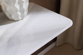 Konzola ART LIVING 140 cm, keramická, biela, mramorová doska s rámom v šampansko-zlatej farbe