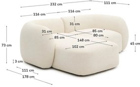 Krémová ženilková rohová pohovka (ľavý roh/s leňoškou) Martina – Kave Home