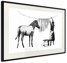 Artgeist Plagát - Banksy: Washing Zebra [Poster] Veľkosť: 30x20, Verzia: Čierny rám s passe-partout