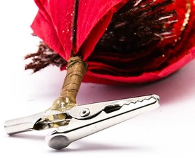 DECOLED Umelý kvet so svorkou, červený, 20 cm