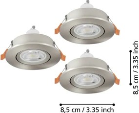 Eglo 902253 - SADA 3× LED kúpeľňových podhľadových svietidiel BARRANCO, 1×GU10/4,5W/230V, IP44, chróm