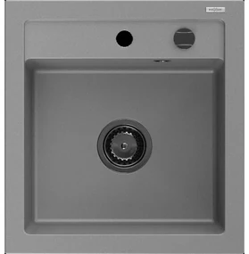 Mexen Vito granitový jednokomorový drez 520 x 490 mm, Šedá, Sifón Čierna - 6503521000-71-B