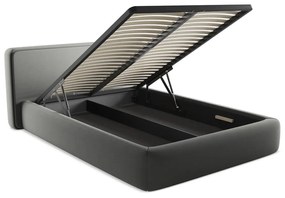 Sivá čalúnená dvojlôžková posteľ s úložným priestorom s roštom 140x200 cm Kiana – Makamii