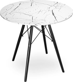 Kulatý jídelní stůl Paris Black 80 cm bílý mramor/černý