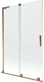 Mexen Velar L, 2-krídlová posuvná vaňová zástena 120 x 150 cm, 8mm číre sklo, ružové zlato, 896-120-003-01-60