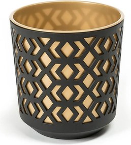 Plastový kvetináč Etnik 19x20 cm čierny/zlatý