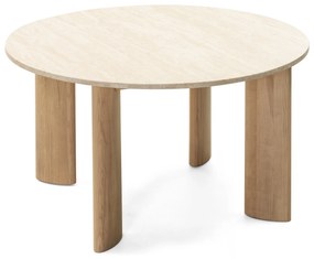 Jídelní stůl Rimley 130 cm z masivu jasan/travertin