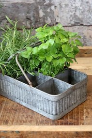 Plechový antik box s rukoväťou a 8 priehradkami Old French - 41*20*10 cm