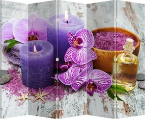 Paraván - Orchidey a sviečky (210x170 cm)
