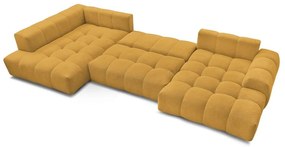 Ženilková rozkladacia/s úložným priestorom rohová pohovka v horčicovej farbe (ľavý roh/do tvaru "U") Everest – Bobochic Paris