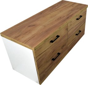 Comodo Kúpeľňová skrinka pod doskové umývadlo Agria NEW W 120-HD - biela/zlatý dub