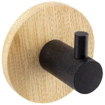 Vešiak na uterák na nalepenie 3M - čierny - kov/bambus