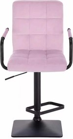 LuxuryForm DESIGN Barová stolička VERONA BLACK VELUR na čiernej hranatej podstave - levanduľová