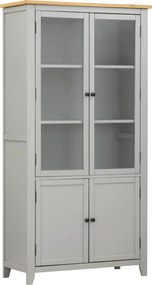 XXXLutz VITRÍNA, dub, borovica, sivá, číra, prírodná farba, 100/195/43 cm MID.YOU - Sklenené vitríny - 002510001901