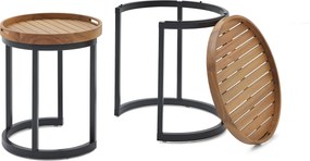 2 záhradné odkladacie stolíky s odnímateľnými podnosmi, Ø cca 40 cm a 50 cm