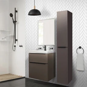 Mereo, Mereo Mailo, kúpeľňová skrinka 121 cm, čierne madlo, Multidecor, Šedá supermat, MER-CN593SBSEDA