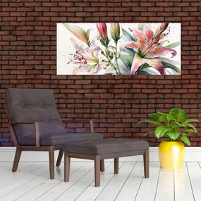Obraz - Ľalia, ilustrácie (120x50 cm)