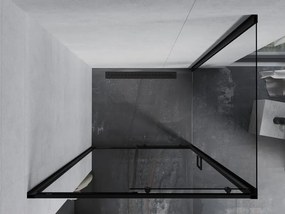 Mexen Apia, sprchový kút s posuvnými dverami 100 (dvere) x 80 (stena) cm, 6mm číre sklo, čierny profil, 840-100-080-70-00