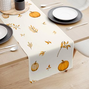 Goldea behúň na stôl 100% bavlnené plátno - jesenné tekvice a lístky 20x120 cm