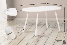 Konferenčný stolík Velva - v45 x 80 x 45 cm - Biela