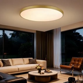 Immax NEO 07312L-LED stmievateľné stropné svietidlo SEMPLICI 128 W / 230 V, priemer 100 cm, Wi‑Fi Tuya, zlaté + diaľkové ovládanie