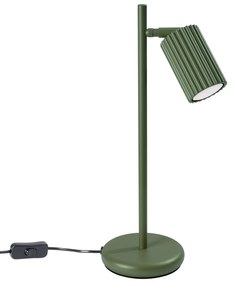 Stolná lampa Karbon, 1x olivovo zelené kovové tienidlo