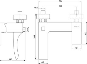 Novaservis Nobless EDGE, vaňová batéria bez príslušenstva 150 mm, chrómová, 36020/1,0
