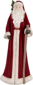 Červená dekorácia Santa v kožuchu a noší - 16*15*37 cm