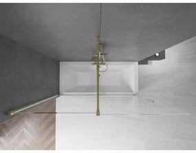 Mexen Velar, 2-krídlová posuvná vaňová zástena 180 x 150 cm, 8mm číre sklo, zlatý lesklý profil, 896-180-000-01-50