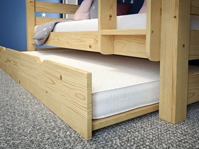 Detská poschodová posteľ z masívu borovice HONZA - 200x90 cm - prírodná