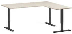 Výškovo nastaviteľný stôl, 180x160 cm, 3 motory, L/P, čierna podnož, breza