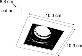 Sada 6 moderných zapustených bodových svetiel biela s čiernou nastaviteľnou - Carree
