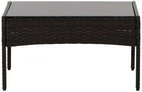 Záhradná súprava 2 kresiel, pohovky a stolíka HWC-N98 - hnedá, vankúš krémová