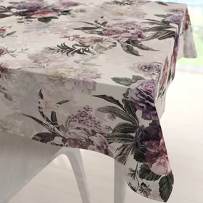 Biante Dekoračný štvorcový obrus Parma PM-112 Fialové kvety na smotanovom 130x130 cm