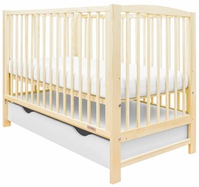 New Baby Detská postieľka Lilly so sťahovacou bočnicou a zásuvkou, prírodná