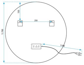 REA Zrkadlo LED 70cm, kartáčovaná meď HOM-05492 - Rea