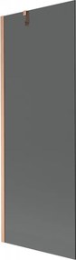 Mexen Next, 1-krídlová vaňová zástena 70 x 150 cm, 6mm šedé sklo, medená matná, 895-070-000-00-40-65