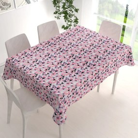 Biante Bavlnený obdĺžnikový obrus Sandra SA-330 Ružovo-fialovo-čierne trojuholníčky 120x140 cm