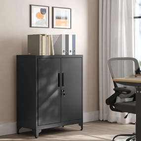 SongmicsHome Viacúčelová kovová skrinka RAVEN, 40x80x90cm, čierna