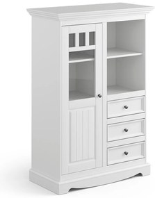 PROXIMA.store - Rustikálna masívna vitrína 1s.3 - BELLUNO ELEGANTE FARBA: biela