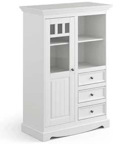 PROXIMA.store - Rustikálna masívna vitrína 1s.3 - BELLUNO ELEGANTE FARBA: biela