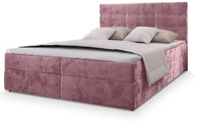 Čalúnená posteľ boxspring GLORIEN VELVET 180x200 cm ružová Matrac: Matrac Bonell pružinový