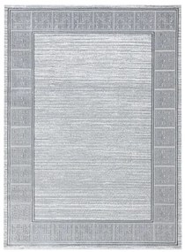 Koberec ALLURE 8783 grécky kľúč / rám, štruktúrovaný / glamour, svetlosivý / biely